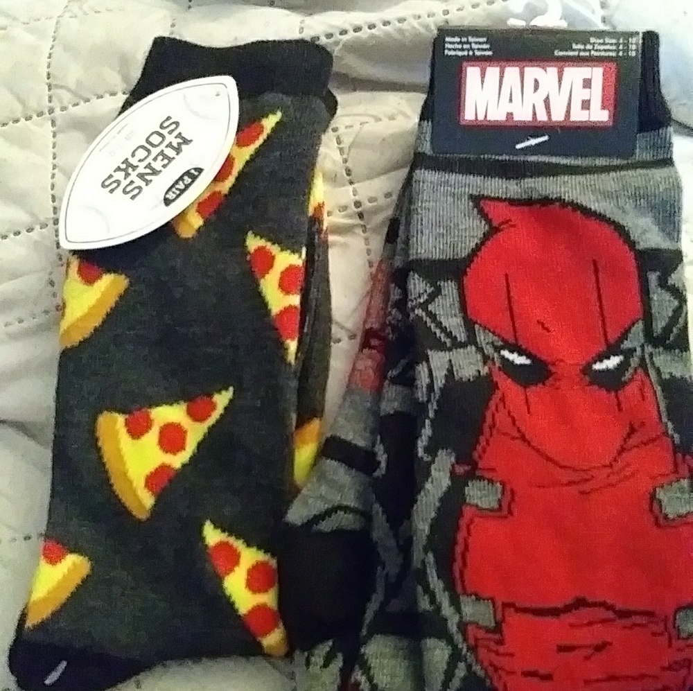 Deadpool and pizza socks-sold on other site